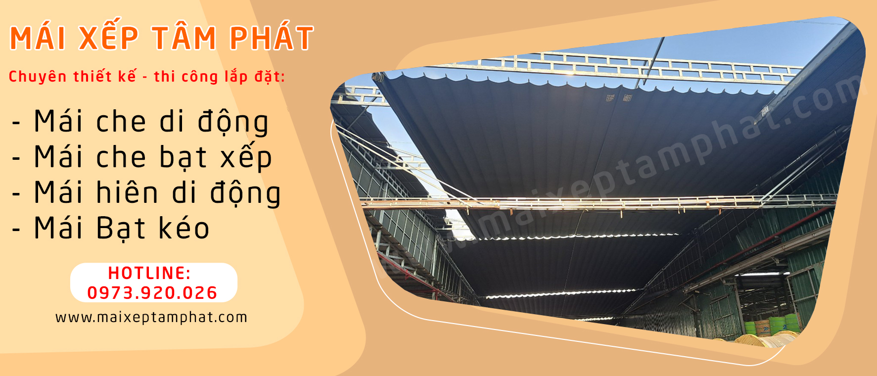 Mái che Đà Lạt - mái xếp - mái hiên di động - mái bạt kéo giá rẻ 2 Mái xếp Tâm Phát - Chuyên thi công lắp đặt mái xếp lượn sóng, mái bạt kéo giá rẻ