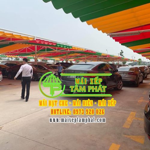 Mái che bạt xếp bãi giữ xe ô tô