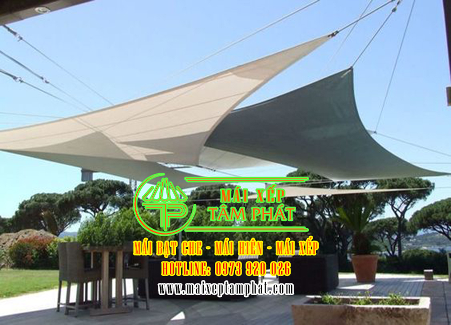 Mái bạt căng, mái che bạt kéo căng bền đẹp, giá rẻ 1 Mái bạt căng, mái che bạt kéo căng giá rẻ
