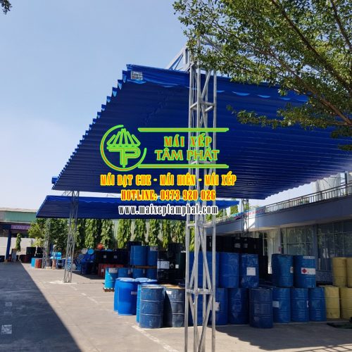 Mái xếp lượn sóng, mái che bạt xếp giá rẻ