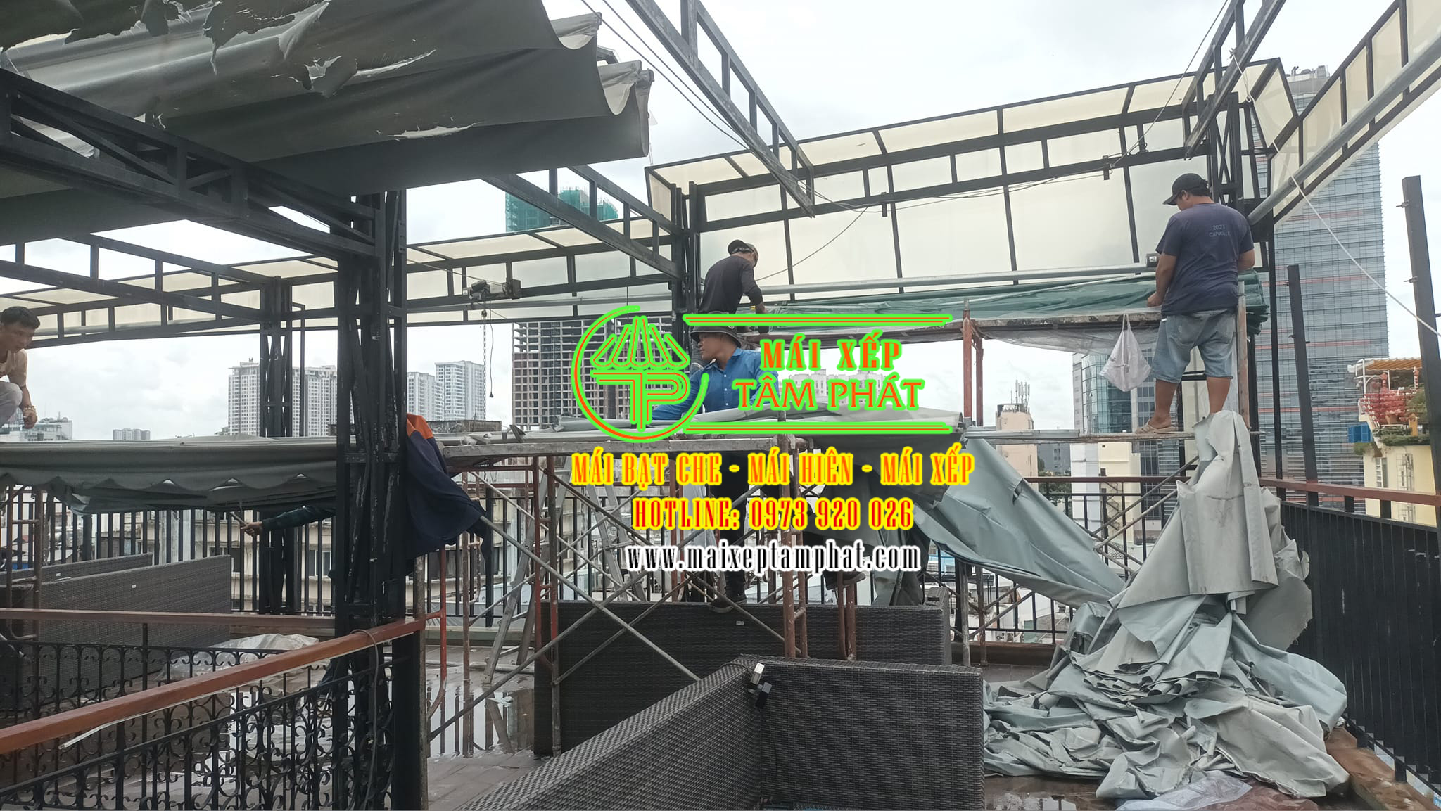 Sửa chữa thay bạt mái xếp