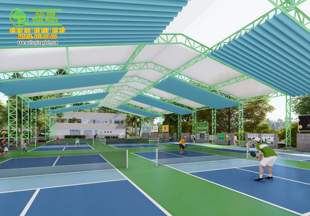 Mái che sân pickleball, sân cầu lông, sân Tennis