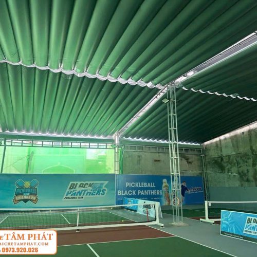 Thi công mái bạt xếp che sân Pickleball